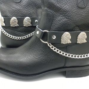 Eagle Mens Women's Boot Leather Straps Motorcycle Pair
